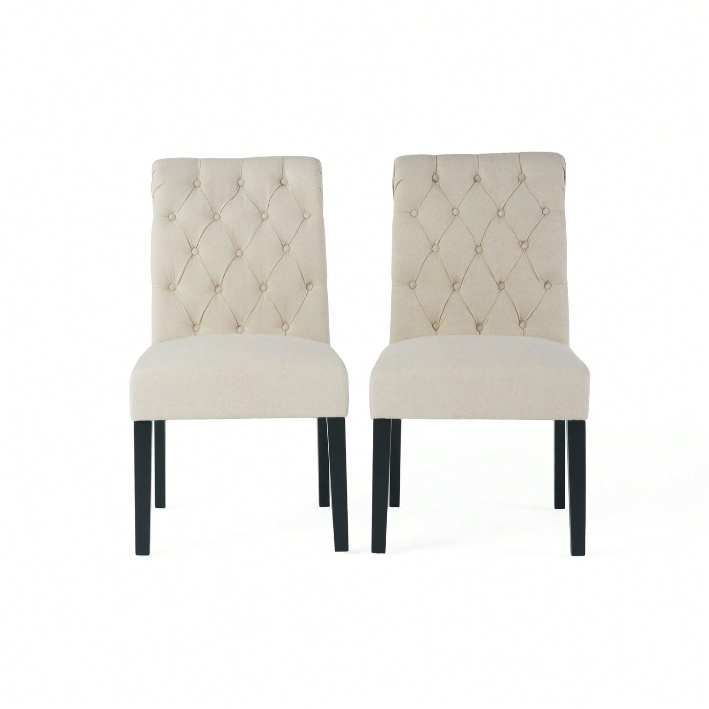 Set Of 2 Tufted Dining Rolltop Chairs For Elegant Home Decor