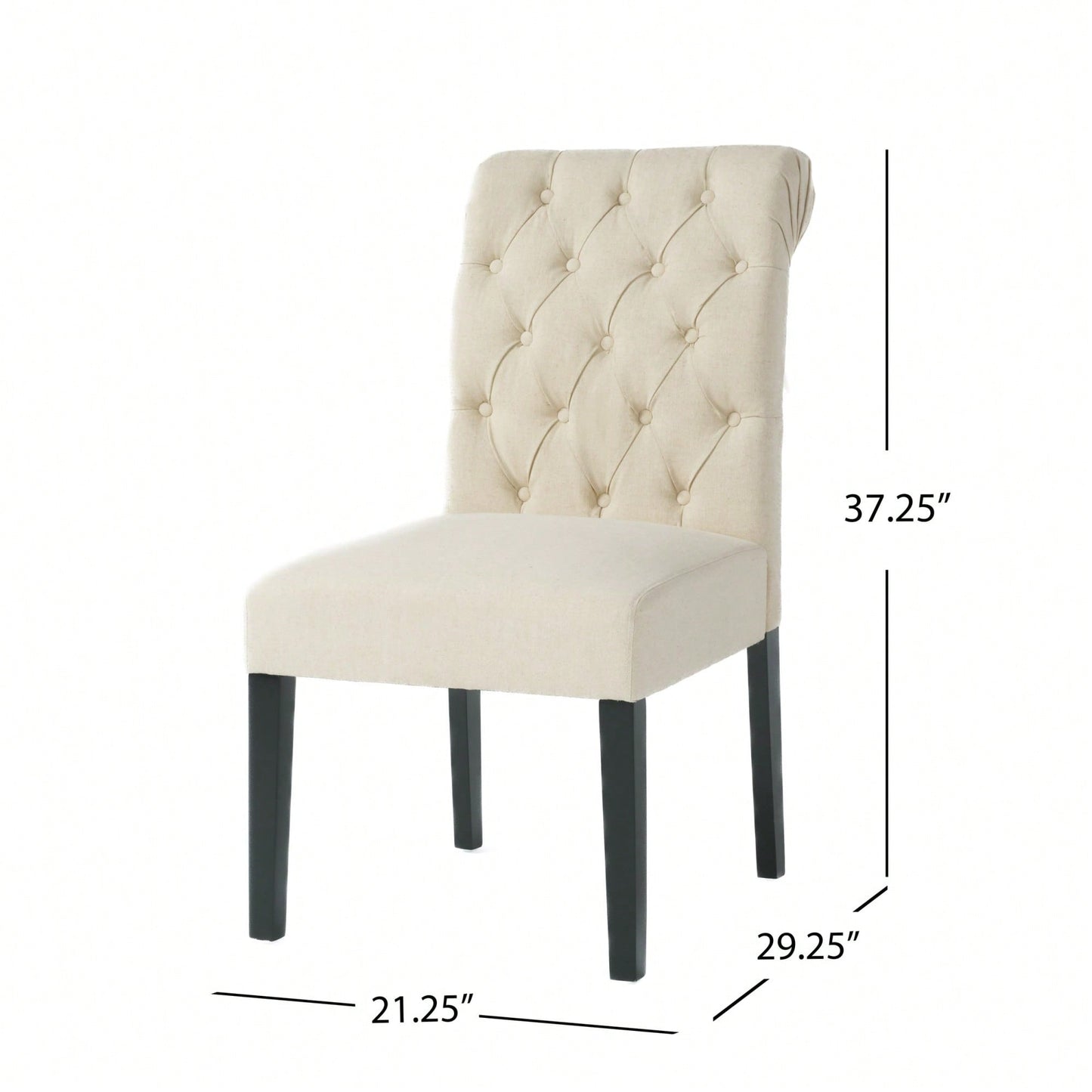 Set Of 2 Tufted Dining Rolltop Chairs For Elegant Home Decor