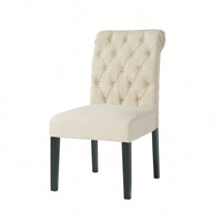 Set Of 2 Tufted Dining Rolltop Chairs For Elegant Home Decor