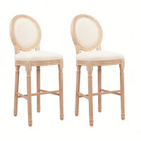 Wooden Barstools With Upholstered Seating Set Of 2 For Rustic Home Decor Beige And Natural