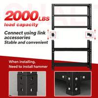 Adjustable Carbon Steel Storage Rack For Home And Basement, 5-Tier Display Shelf, 120cm X 40cm X 180cm, Black