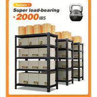 Adjustable Carbon Steel Storage Rack For Home And Basement, 5-Tier Display Shelf, 120cm X 40cm X 180cm, Black