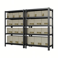 Adjustable Carbon Steel Storage Rack For Home And Basement, 5-Tier Display Shelf, 120cm X 40cm X 180cm, Black