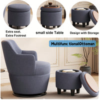 360 Degree Swivel Accent Chair With Ottoman Stylish Lounge Sofa For Living Room Bedroom Vanity Or Nursery Glider Beige Grey Color