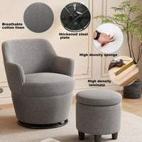 360 Degree Swivel Accent Chair With Ottoman Stylish Lounge Sofa For Living Room Bedroom Vanity Or Nursery Glider Beige Grey Color