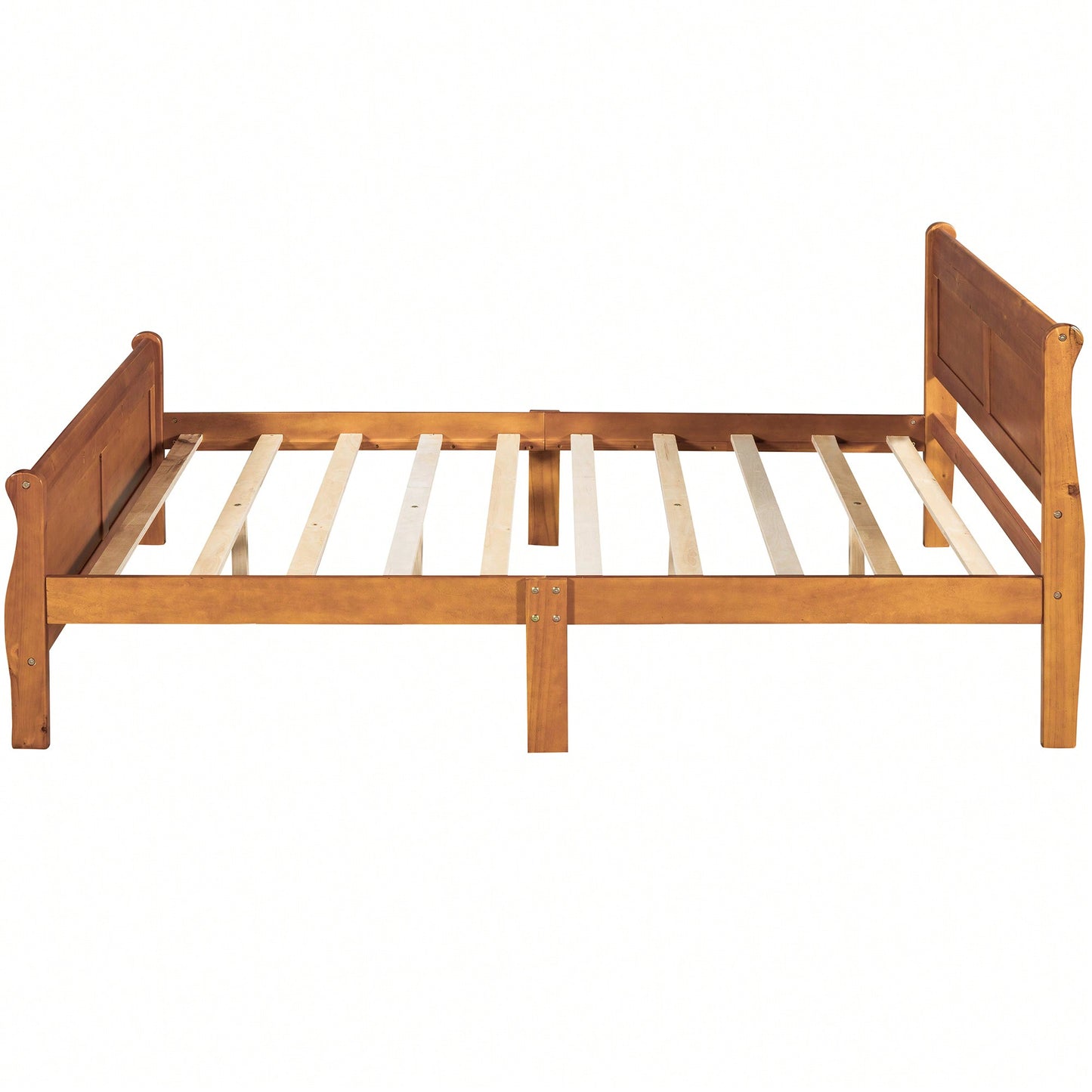 Elegant Full Size Wooden Platform Bed With Headboard And Sturdy Slat Support In Oak Finish