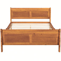 Elegant Full Size Wooden Platform Bed With Headboard And Sturdy Slat Support In Oak Finish