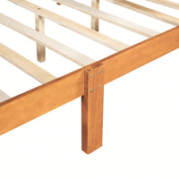 Elegant Full Size Wooden Platform Bed With Headboard And Sturdy Slat Support In Oak Finish