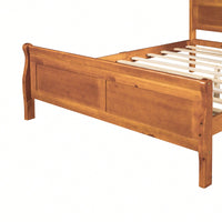 Elegant Full Size Wooden Platform Bed With Headboard And Sturdy Slat Support In Oak Finish