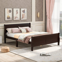 Elegant Full Size Wooden Platform Bed With Headboard And Sturdy Slat Support In Oak Finish