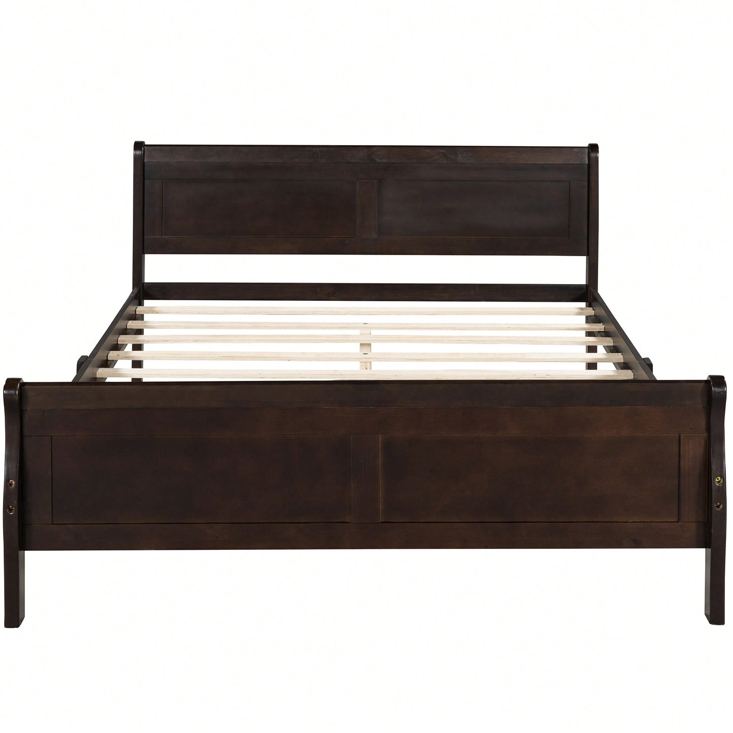 Elegant Full Size Wooden Platform Bed With Headboard And Sturdy Slat Support In Oak Finish