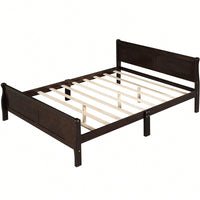 Elegant Full Size Wooden Platform Bed With Headboard And Sturdy Slat Support In Oak Finish