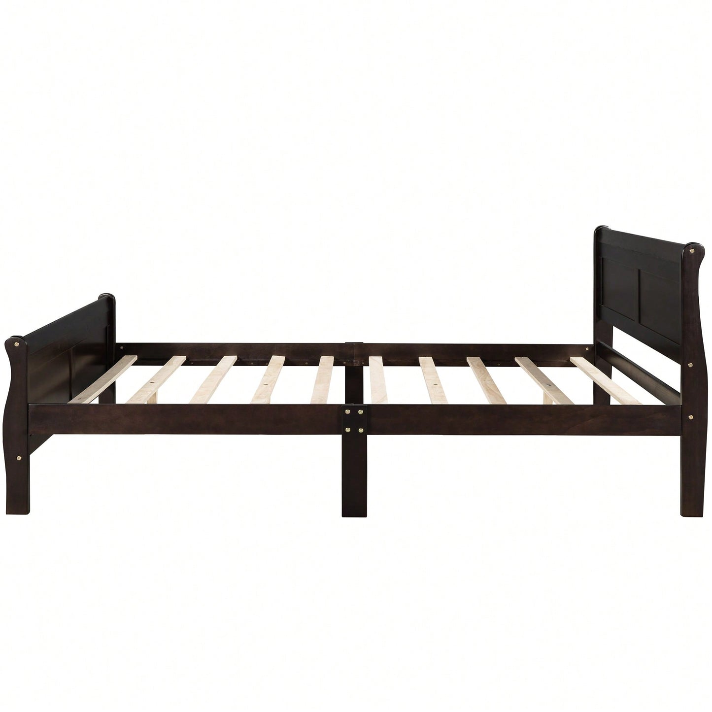 Elegant Full Size Wooden Platform Bed With Headboard And Sturdy Slat Support In Oak Finish