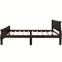 Elegant Full Size Wooden Platform Bed With Headboard And Sturdy Slat Support In Oak Finish