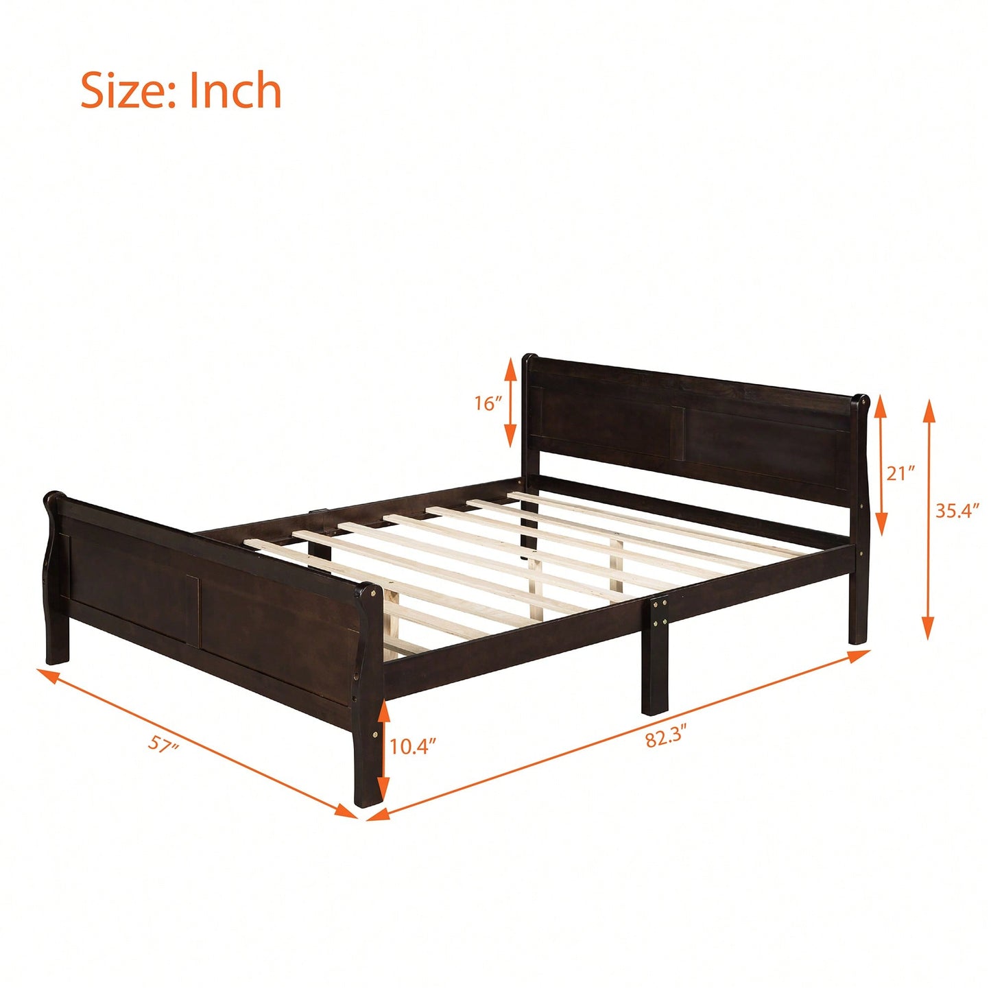 Elegant Full Size Wooden Platform Bed With Headboard And Sturdy Slat Support In Oak Finish