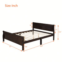 Elegant Full Size Wooden Platform Bed With Headboard And Sturdy Slat Support In Oak Finish