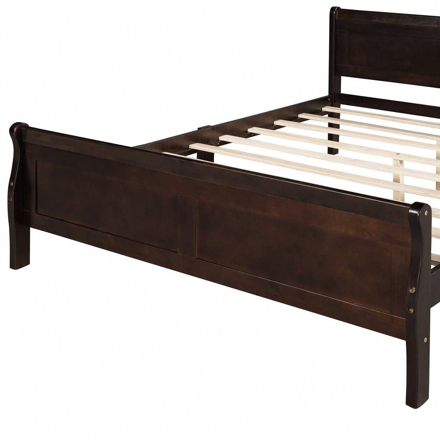 Elegant Full Size Wooden Platform Bed With Headboard And Sturdy Slat Support In Oak Finish