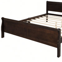 Elegant Full Size Wooden Platform Bed With Headboard And Sturdy Slat Support In Oak Finish