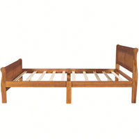 Elegant Oak Queen Size Wood Platform Bed With Headboard And Sturdy Slat Support
