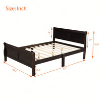Elegant Oak Queen Size Wood Platform Bed With Headboard And Sturdy Slat Support