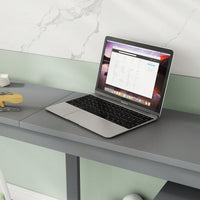 Space-Saving Twin Loft Bed With Desk, Storage Cabinet, Drawers, Guardrails, And Ladder In Grey