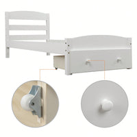 Twin Bed Frame With Storage Drawer And Wooden Slat Support No Box Spring Required White