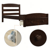 Twin Bed Frame With Storage Drawer And Wooden Slat Support No Box Spring Required White