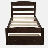 Twin Bed Frame With Storage Drawer And Wooden Slat Support No Box Spring Required White