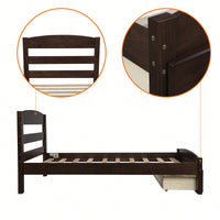 Twin Bed Frame With Storage Drawer And Wooden Slat Support No Box Spring Required White