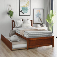 Twin Size Platform Bed Frame With Trundle For Space-Saving Sleep Solutions White