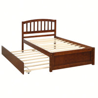 Twin Size Platform Bed Frame With Trundle For Space-Saving Sleep Solutions White