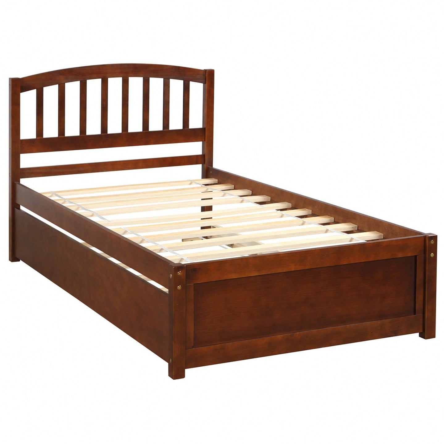 Twin Size Platform Bed Frame With Trundle For Space-Saving Sleep Solutions White