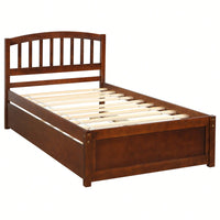 Twin Size Platform Bed Frame With Trundle For Space-Saving Sleep Solutions White