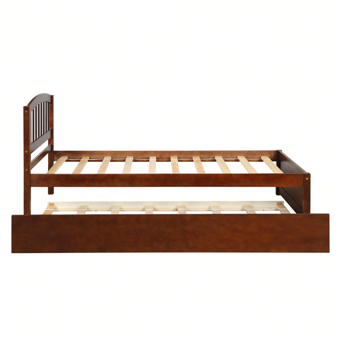Twin Size Platform Bed Frame With Trundle For Space-Saving Sleep Solutions White