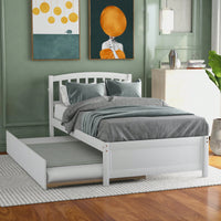 Twin Size Platform Bed Frame With Trundle For Space-Saving Sleep Solutions White