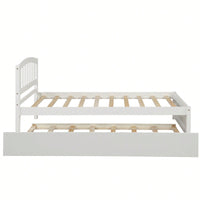 Twin Size Platform Bed Frame With Trundle For Space-Saving Sleep Solutions White