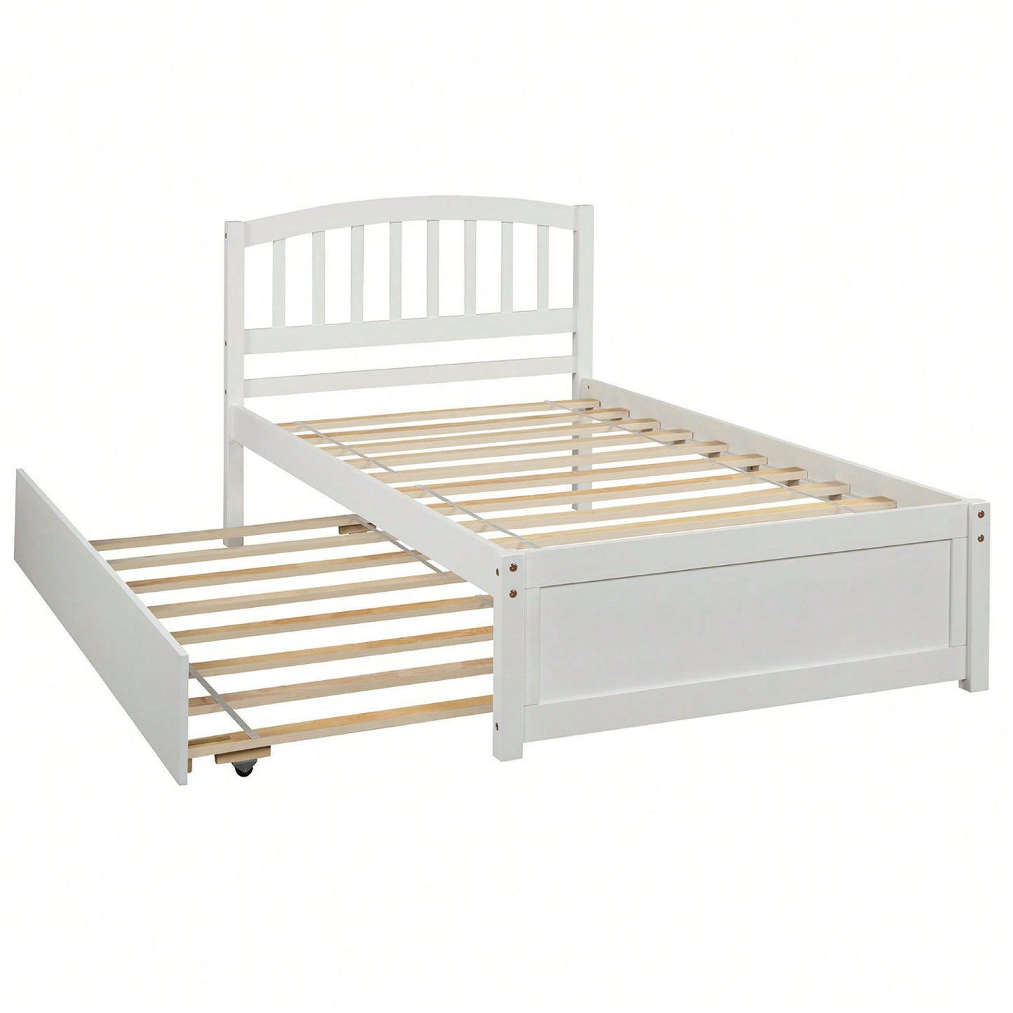 Twin Size Platform Bed Frame With Trundle For Space-Saving Sleep Solutions White