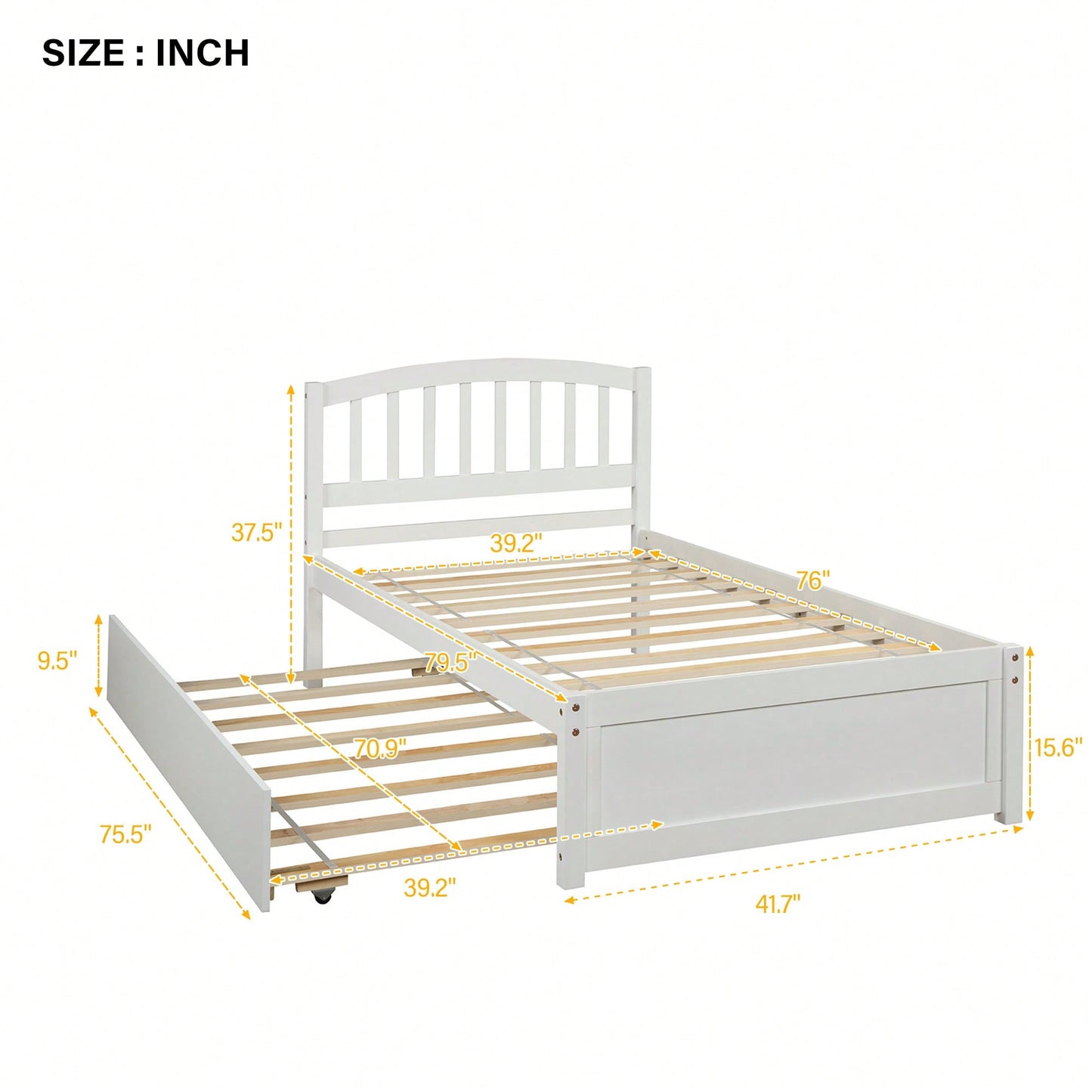 Twin Size Platform Bed Frame With Trundle For Space-Saving Sleep Solutions White