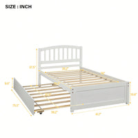 Twin Size Platform Bed Frame With Trundle For Space-Saving Sleep Solutions White