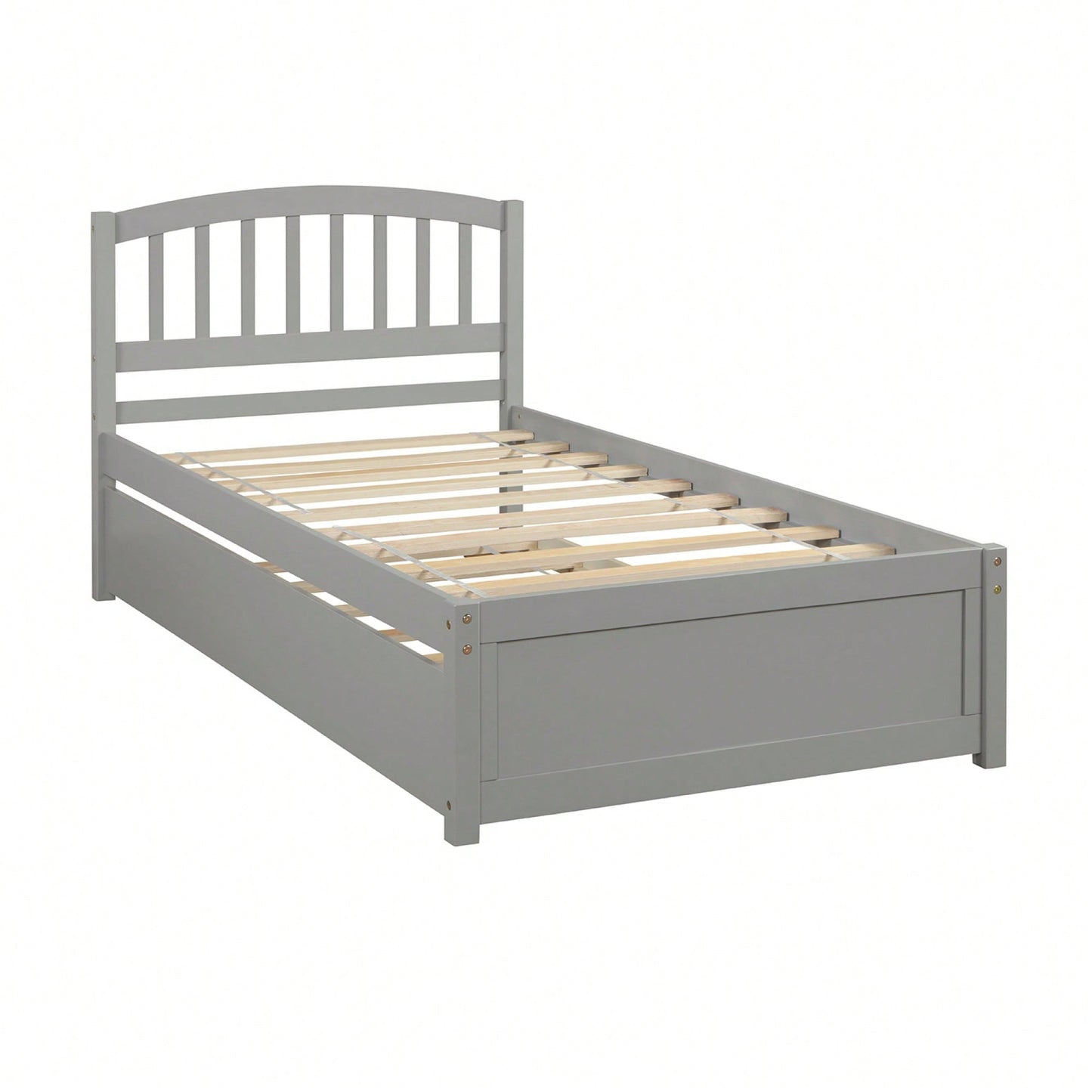 Twin Size Platform Bed Frame With Trundle For Space-Saving Sleep Solutions White