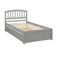 Twin Size Platform Bed Frame With Trundle For Space-Saving Sleep Solutions White