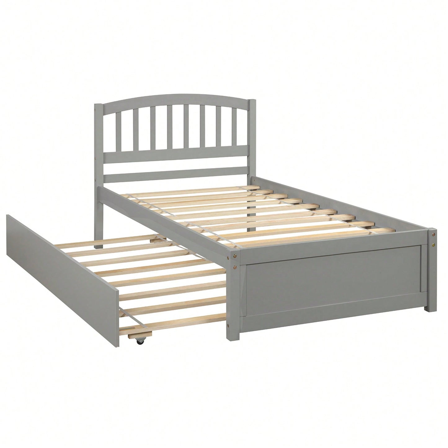 Twin Size Platform Bed Frame With Trundle For Space-Saving Sleep Solutions White