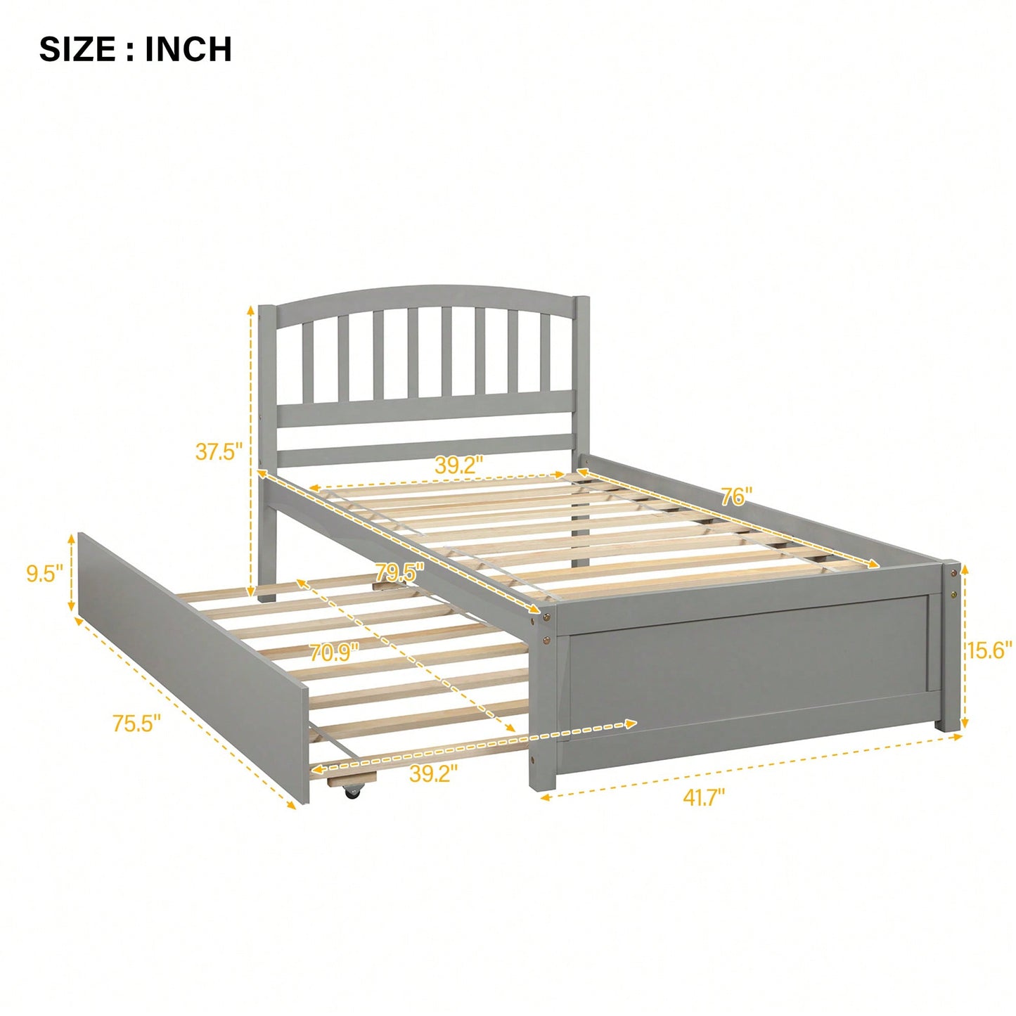 Twin Size Platform Bed Frame With Trundle For Space-Saving Sleep Solutions White