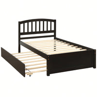 Twin Size Platform Bed Frame With Trundle For Space-Saving Sleep Solutions White