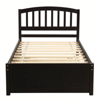 Twin Size Platform Bed Frame With Trundle For Space-Saving Sleep Solutions White