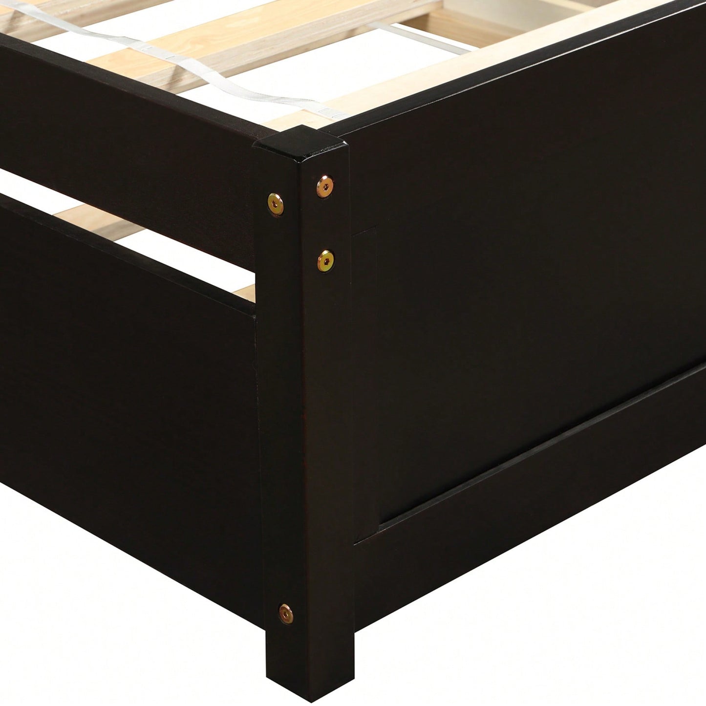 Twin Size Platform Bed Frame With Trundle For Space-Saving Sleep Solutions White