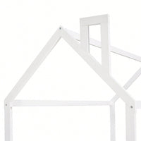 Twin Size Wooden House Bed Frame With Fence For Kids And Teens In Espresso Finish