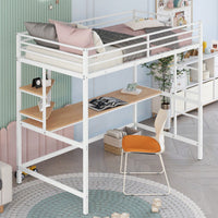 Loft Bed With Desk And Shelves In Black For Space-Saving Solutions