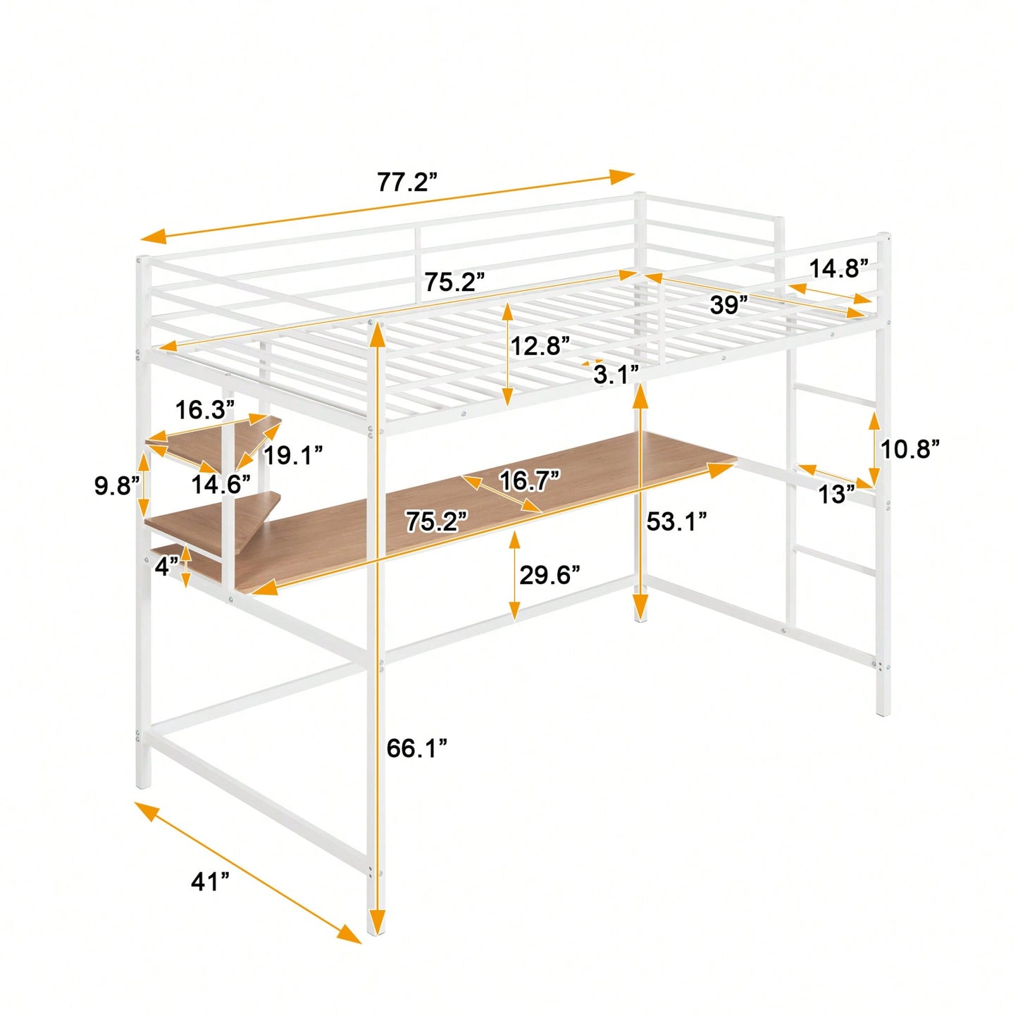 Loft Bed With Desk And Shelves In Black For Space-Saving Solutions