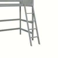 Solid Wood Twin Loft Bed With Ladder For Space Saving And Stylish Bedroom Design Grey